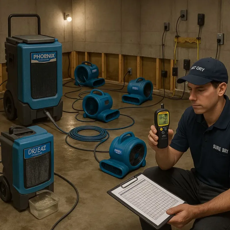 Structural Drying and Dehumidification process in Clinton, ME